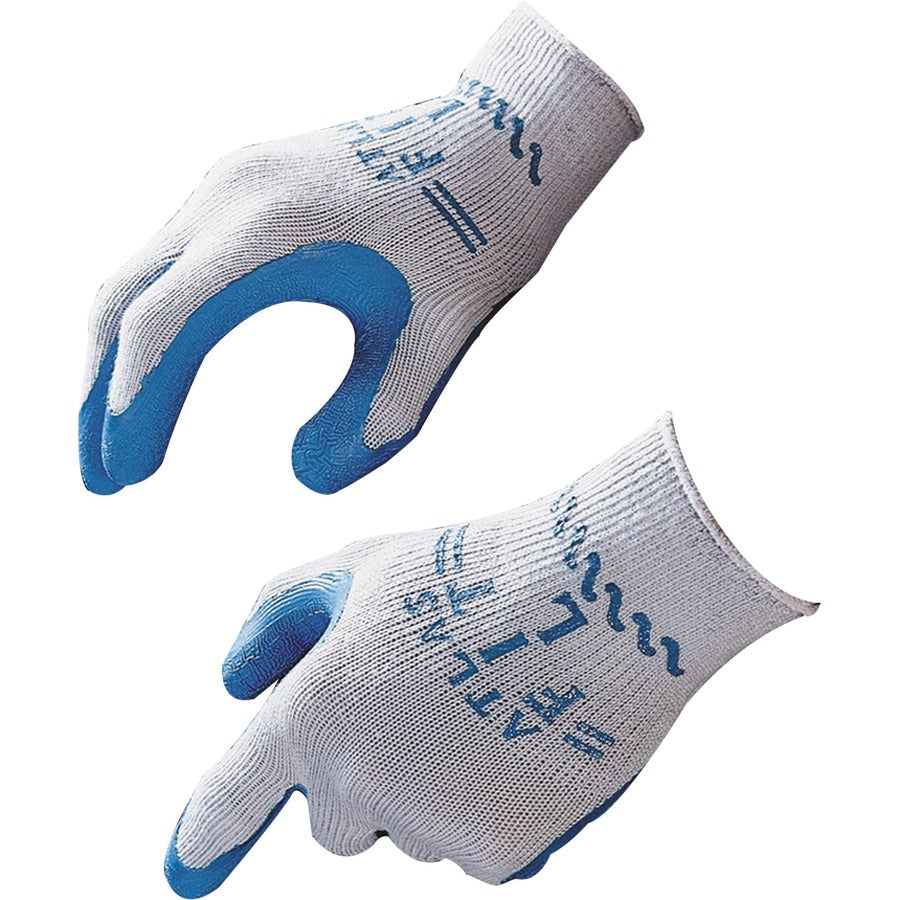 Showa Atlas Fit General Purpose Gloves - Large Size - Blue, Gray - Lightweight, Elastic Wrist - 12 / Box