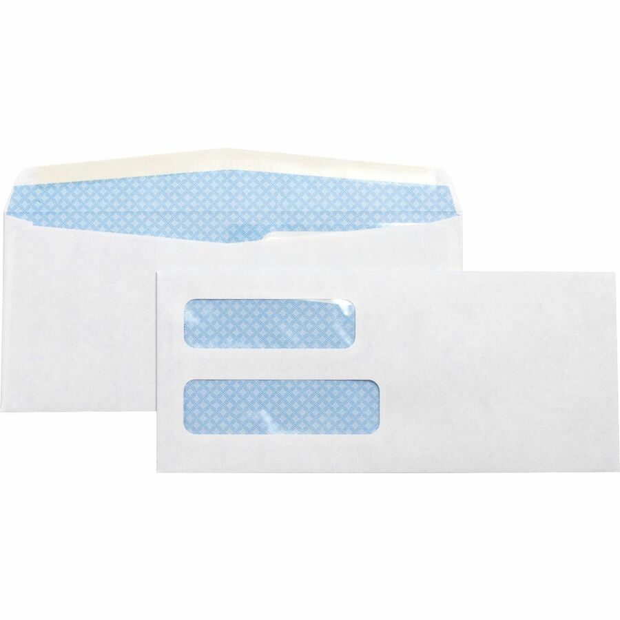 Business Source No. 10 Double-Window Invoice Envelopes - Double Window - #10 - 9 1/2" Width x 4 1/8" Length - 24 lb - Gummed - White - Wove - 1 Box