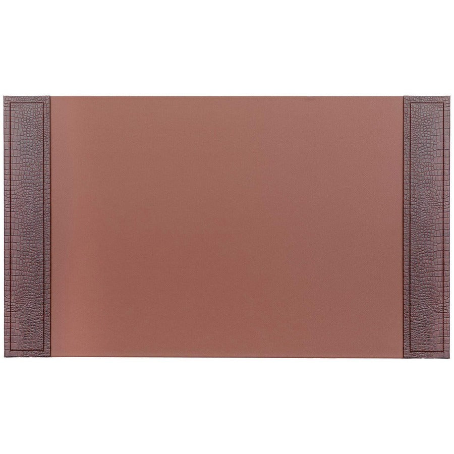 Dacasso Crocodile Embossed Side-Rail Desk Pad - 20" Width - Leather - Brown - 1 Each