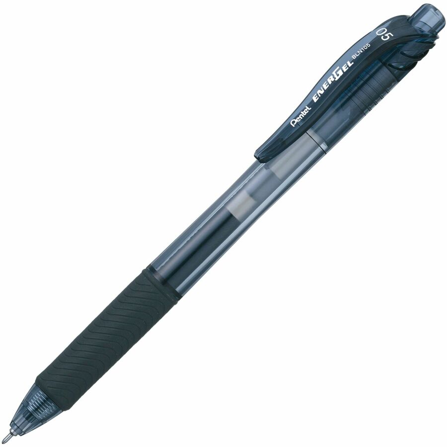 Pentel EnerGel-X Rollerball Pen - Refillable - Retractable - Black Ink - Gel-based - Black Barrel - 12 / Dozen