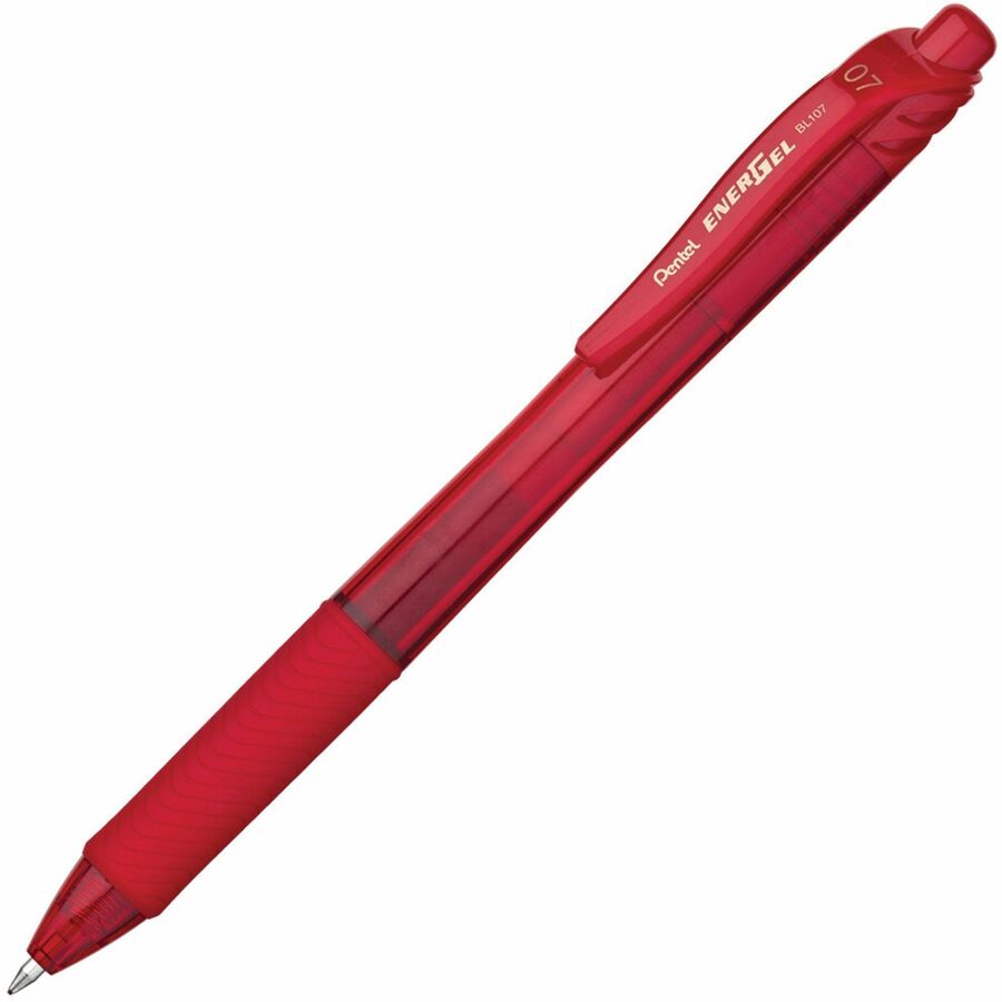 Pentel EnerGel-X Rollerball Pen - Refillable - Retractable - Red Ink - Gel-based - Red Barrel - Metal Tip - 12 / Dozen