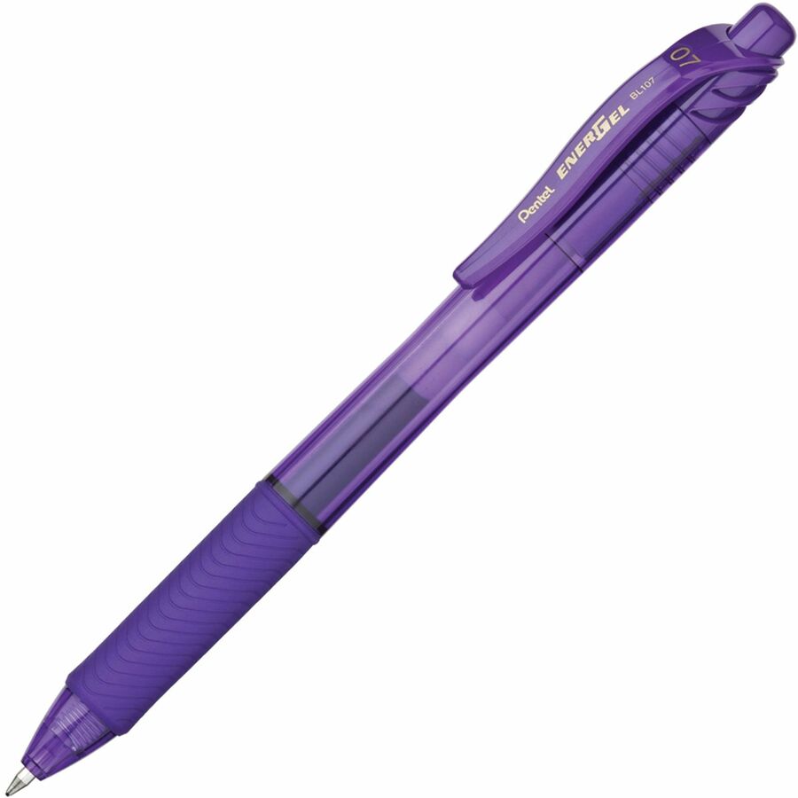Pentel EnerGel-X Retractable Gel Pens - Refillable - Retractable - Purple Ink - Liquid Gel Ink - Violet, Translucent Barrel - Metal Tip - 12 / Dozen