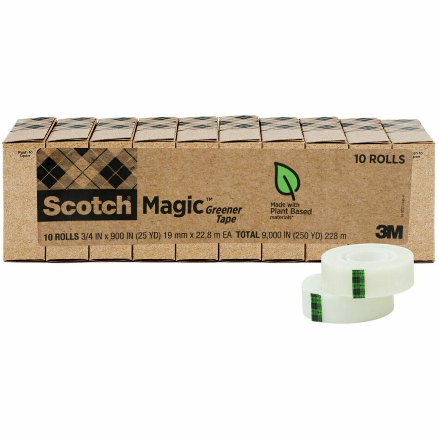 Scotch 3/4"W Magic Greener Tape Rolls - 25 yd Length x 0.75" Width - 1" Core - Matte - Clear - For Sealing, Packing - 1 Pack
