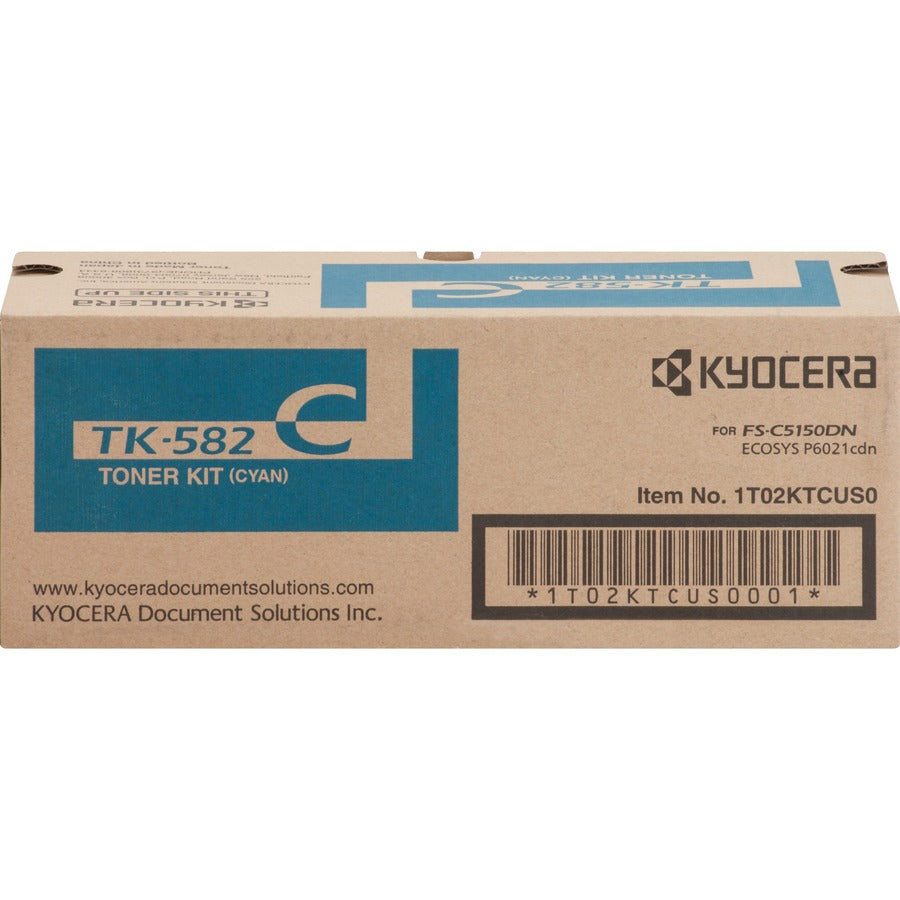 Kyocera TK-582C Original Laser Toner Cartridge - Cyan - 1 Each - 2800 Pages