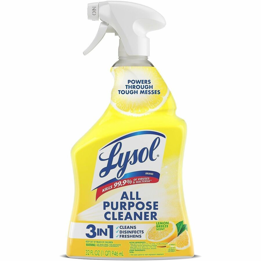 Lysol Lemon All Purpose Cleaner - Ready-To-Use - 32 fl oz (1 quart) - Lemon Breeze Scent - Deodorize, Disinfectant - Yellow - 1 Each