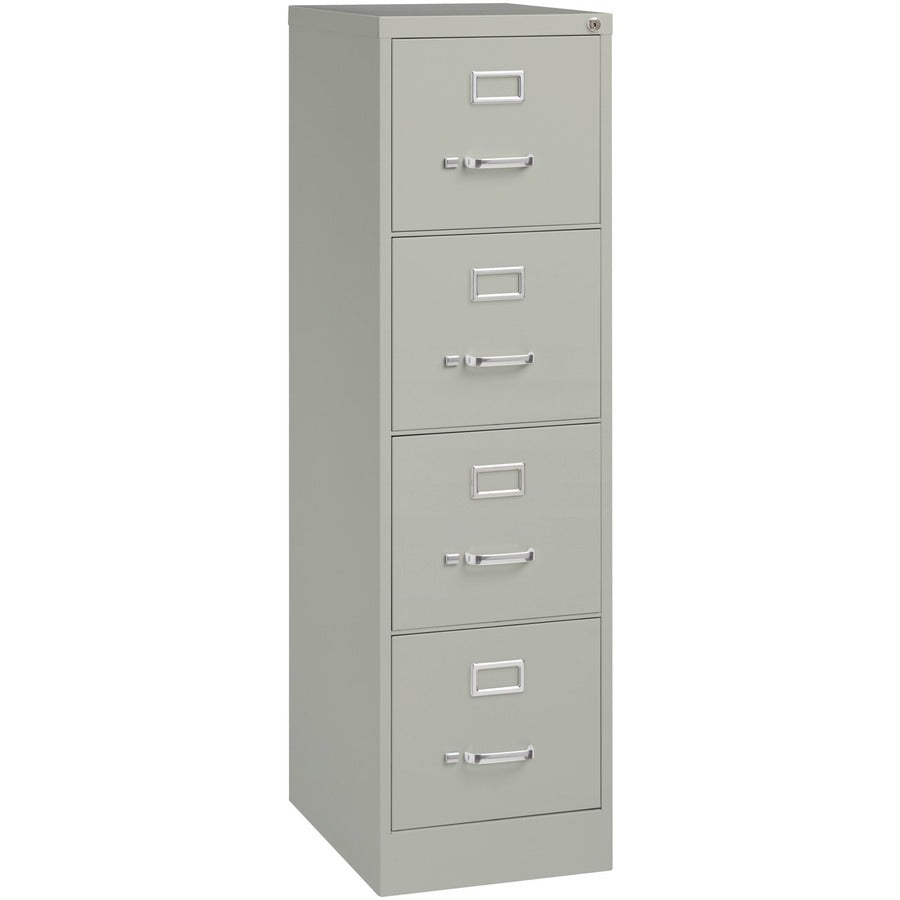 Lorell Fortress Series 22" Commercial-Grade Vertical File Cabinet - 15" Width x 22" Depth x 52" Height - 4 x Drawer(s) for File - Letter - Lockable, Ball-bearing Suspension - Light Gray - Steel - Recycled