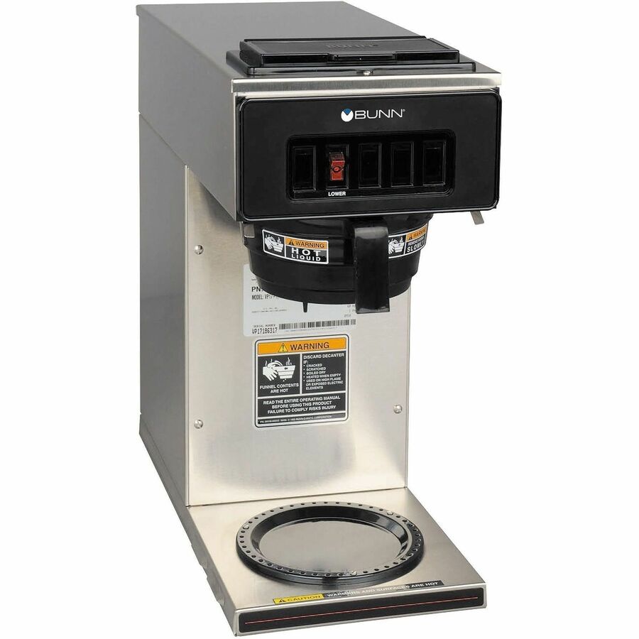 BUNN 12-Cup Low-Profile Pourover Coffee Brewer with 1 Warmer - 1600 W - 2 quart - 12 Cup(s) - Multi-serve - Stainless Steel - Stainless Steel Body
