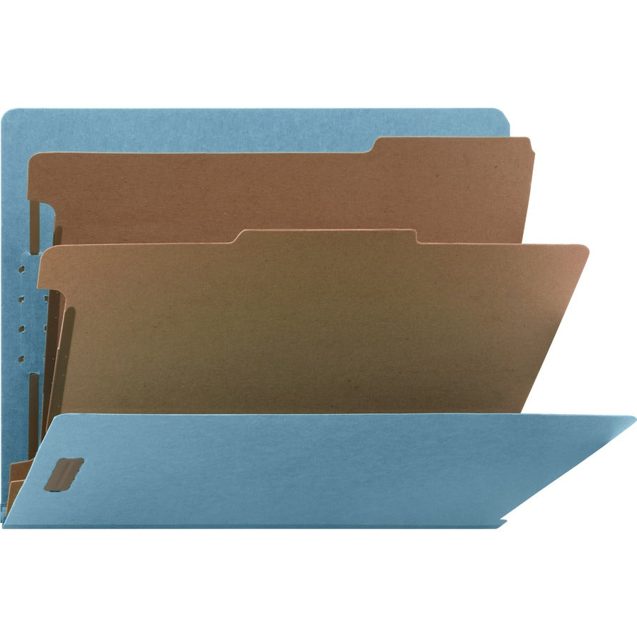 Nature Saver Letter Recycled Classification Folder - 8 1/2" x 11" - End Tab Location - 2 Divider - 25 pt. - Fiberboard - Blue - 100% Recycled - 10 / Box
