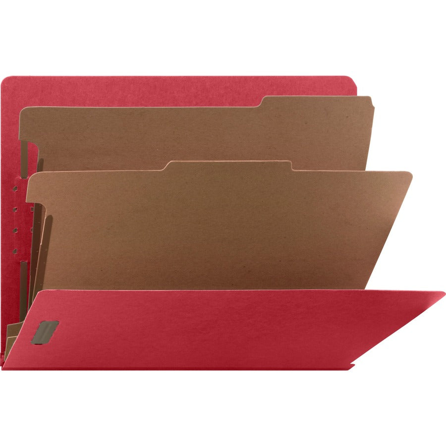 Nature Saver Letter Recycled Classification Folder - 8 1/2" x 11" - End Tab Location - 2 Divider - 25 pt. - Fiberboard - Bright Red - 100% Recycled - 10 / Box