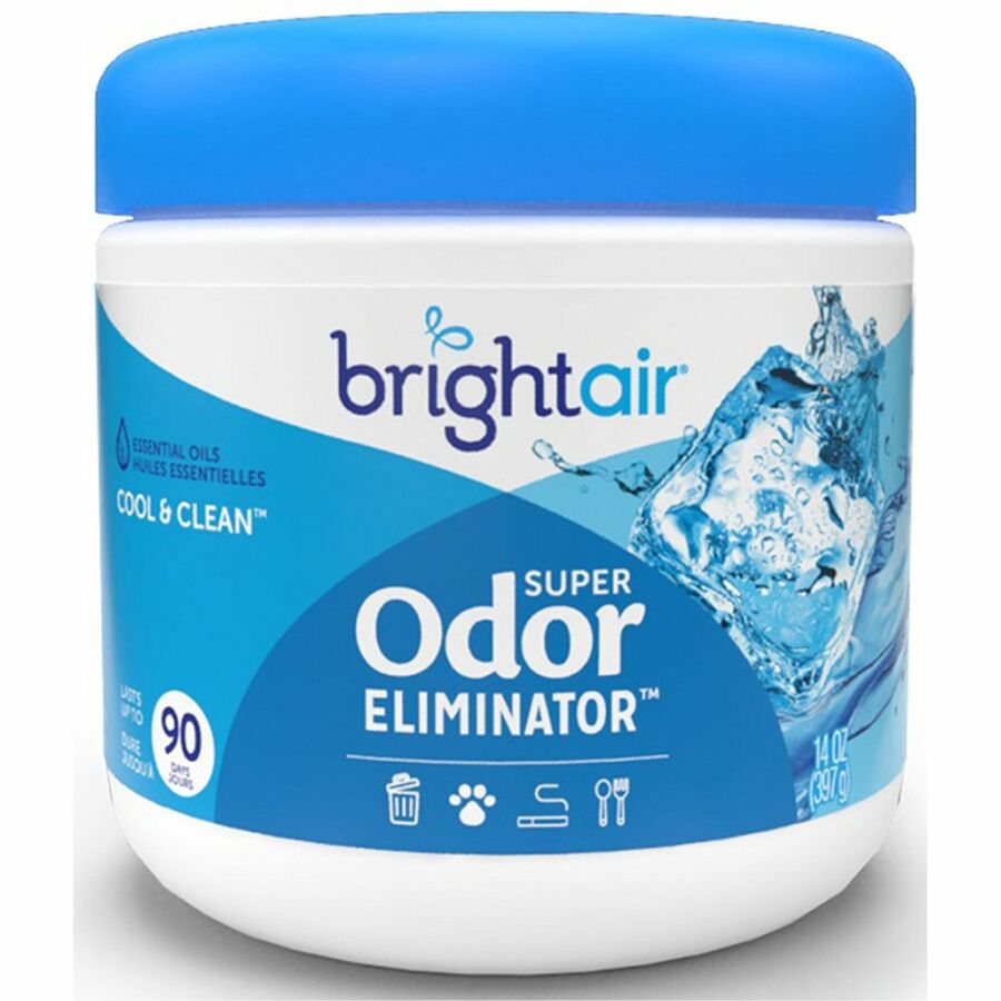Bright Air Super Odor Eliminator Air Freshener - Gel - 450 ft� - 14 fl oz (0.4 quart) - Cool, Clean - 90 Day - 1 Each