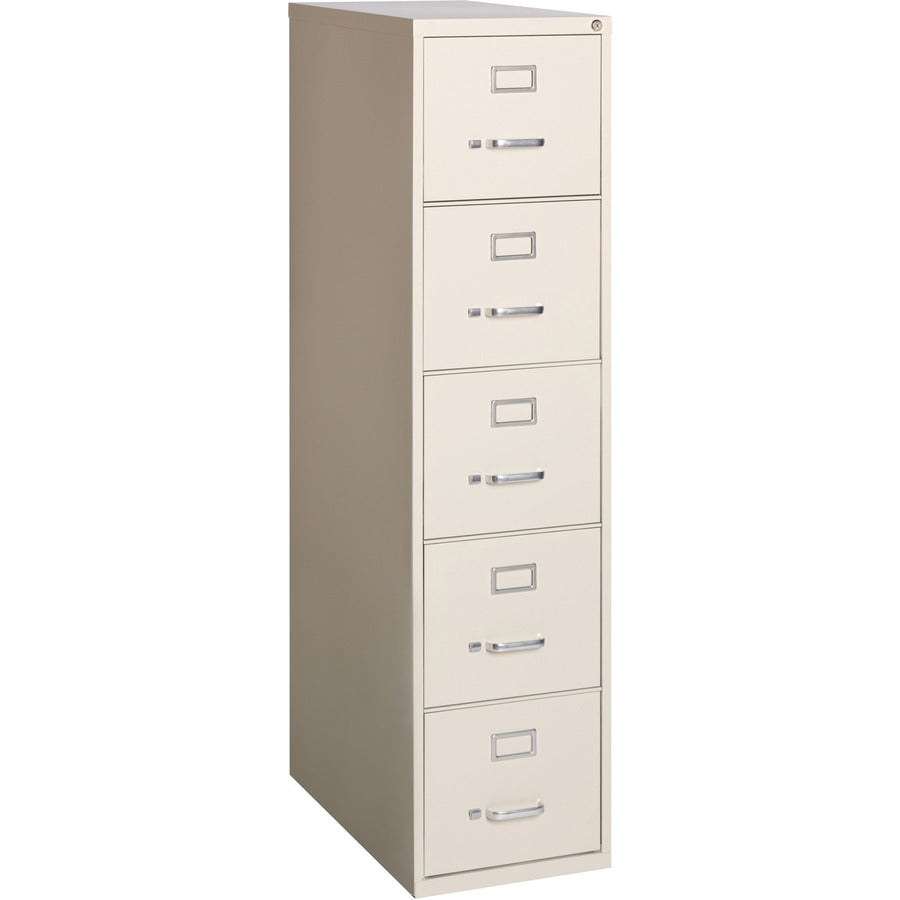 Lorell Fortress Series 26-1/2" Commercial-Grade Vertical File Cabinet - 15" Width x 26.5" Depth x 61" Height - 5 x Drawer(s) for File - Letter - Vertical - Ball-bearing Suspension, Heavy Duty, Security Lock - Putty - Steel - Recycled
