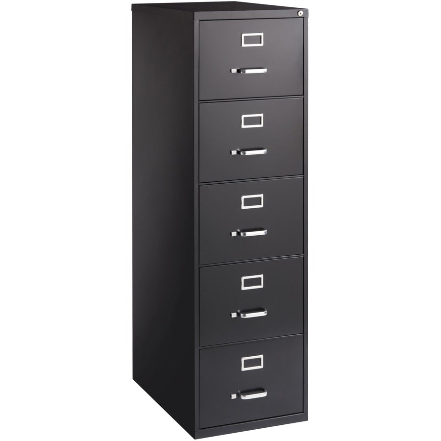Lorell Fortress Series 26-1/2" Commercial-Grade Vertical File Cabinet - 18" Width x 26.5" Depth x 61" Height - 5 x Drawer(s) for File - Legal - Vertical - Heavy Duty, Security Lock, Ball-bearing Suspension - Black - Steel - Recycled