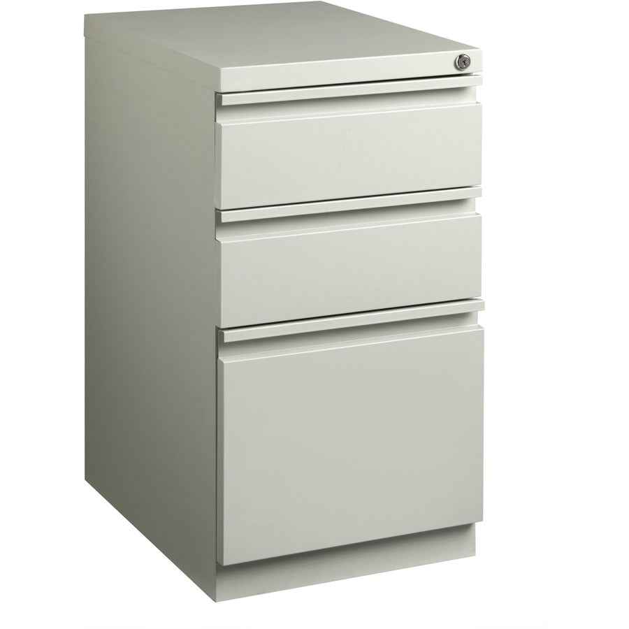 Lorell 20" Box/Box/File Mobile File Cabinet with Full-Width Pull - 15" Width x 20" Depth x 27.7" Height - Letter - Security Lock, Recessed Handle, Ball-bearing Suspension - Light Gray - Steel - Recycled