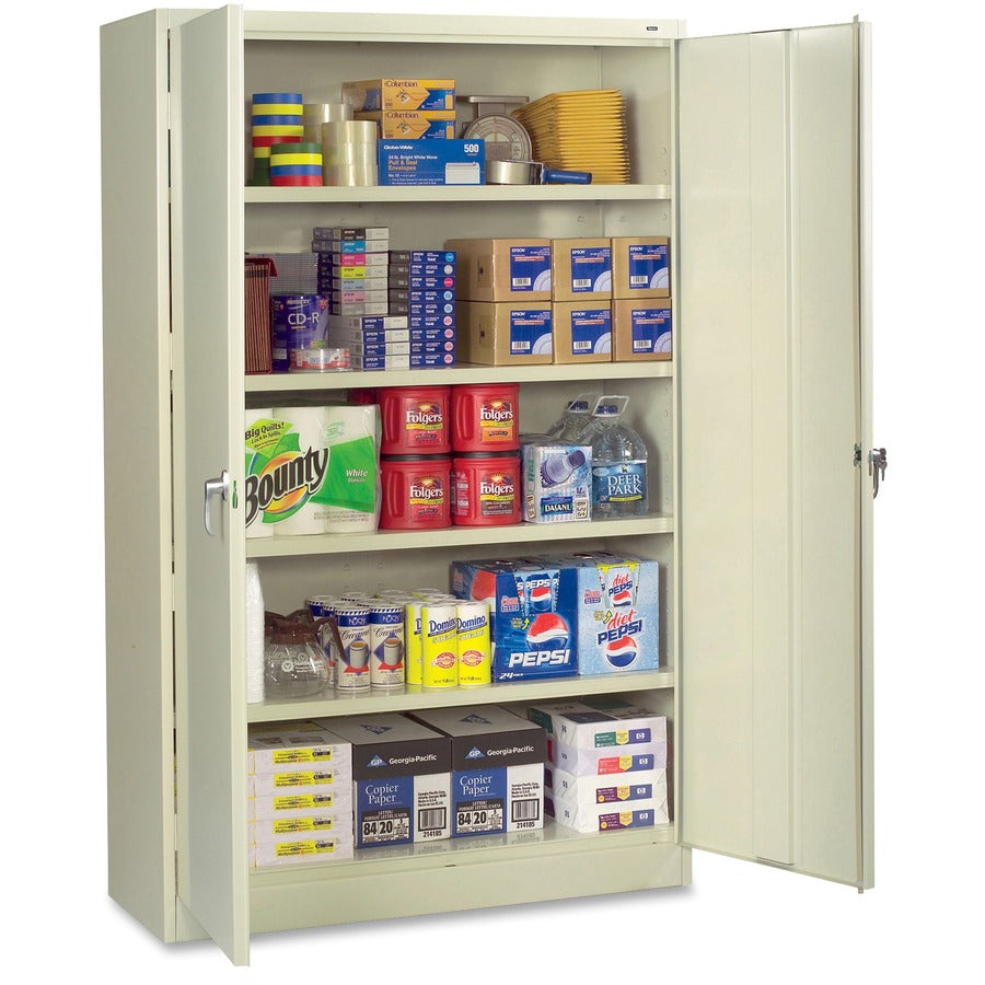 Tennsco Jumbo Storage Cabinet - 48" Width x 24" Depth x 78" Height - 5 x Shelf(ves) - 2 x Door(s) - 2000 lb Load Capacity - Security Lock, Recessed Handle, Leveling Glide - Putty - Steel - Recycled