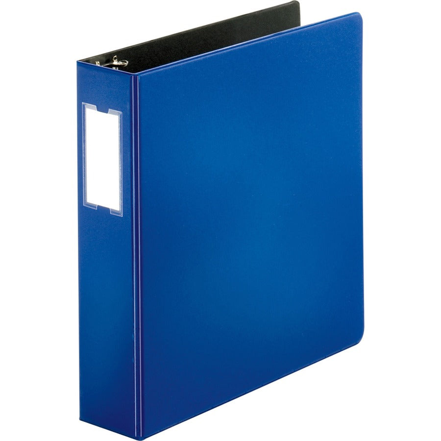 Business Source Slanted D-ring Binders - 2" Binder Capacity - 3 Ring - Fastener: D-Ring - Pocket: 2, Internal - Chipboard, Polypropylene - Blue - PVC-free, Non-stick, Spine Label, Gap-free Ring, Non-glare, Heavy Duty, Open and Closed Triggers - 1 Each