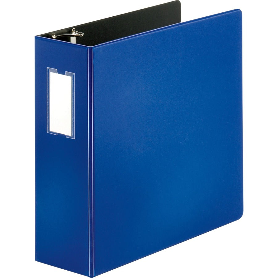 Business Source Slanted D-ring Binders - 4" Binder Capacity - 3 Ring - Fastener: D-Ring - Pocket: 2, Internal - Chipboard, Polypropylene - Blue - PVC-free, Non-stick, Label Holder, Gap-free Ring, Non-glare, Heavy Duty, Open and Closed Triggers, Durable...