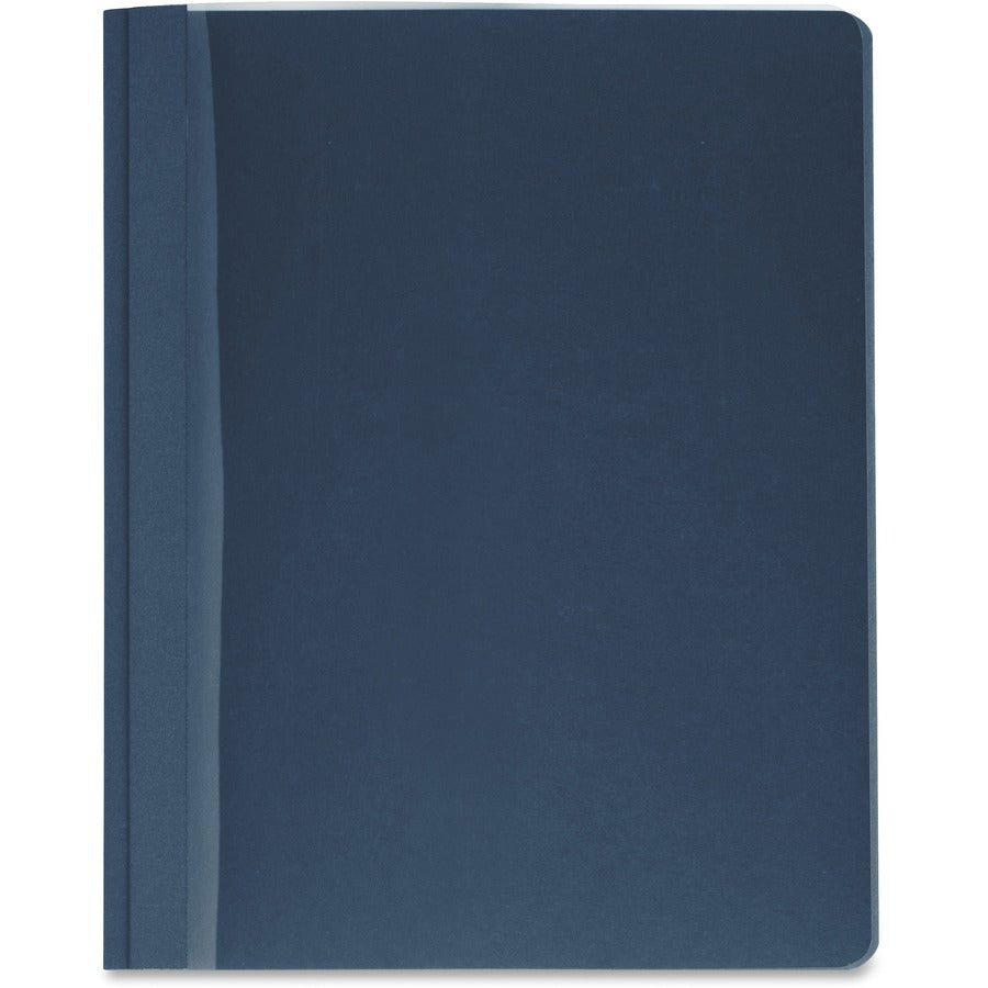 Business Source Letter Report Cover - 8 1/2" x 11" - 100 Sheets Capacity - 3 x Prong Fastener - Clear, Dark Blue - Textured, Non-stick - 25 / Box