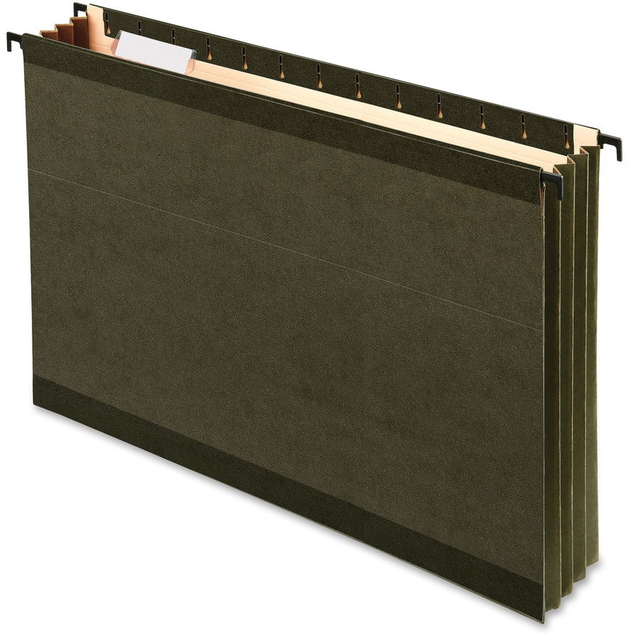 Pendaflex SureHook 09213 Legal Recycled Hanging Folder - 3 1/2" Folder Capacity - 8 1/2" x 14" - 3 1/2" Expansion - 11 pt. - Poly - Standard Green - Reinforced, Laminated, Acid-free, Built-in Tension Spring, Reinforced Top, Expandable Gusset - 10% Recy...