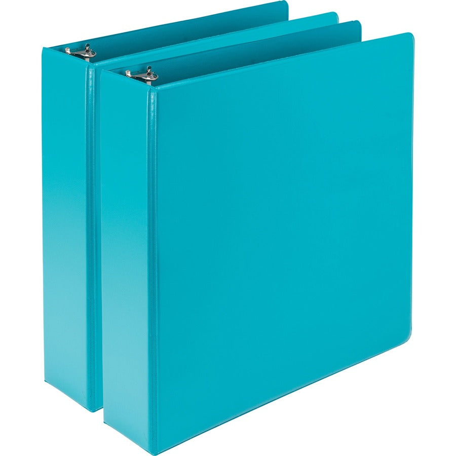 Samsill Earth's Choice Plant-based View Binders - 2" Binder Capacity - Letter - 8 1/2" x 11" Sheet Size - 425 Sheet Capacity - 3 Ring - Fastener: Round Ring - Pocket: 2, Internal - Chipboard, Polypropylene, Plastic - Turquoise - 2.24 lb - Recycled - Cl...