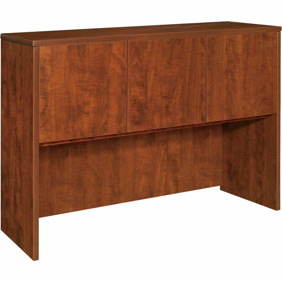 Lorell Essentials Series Stack-on Hutch with Doors - 36" Height x 59" Width x 14.8" Depth - 3 Door(s) - Finish: Cherry, Laminate - Cord Management - 1 Each