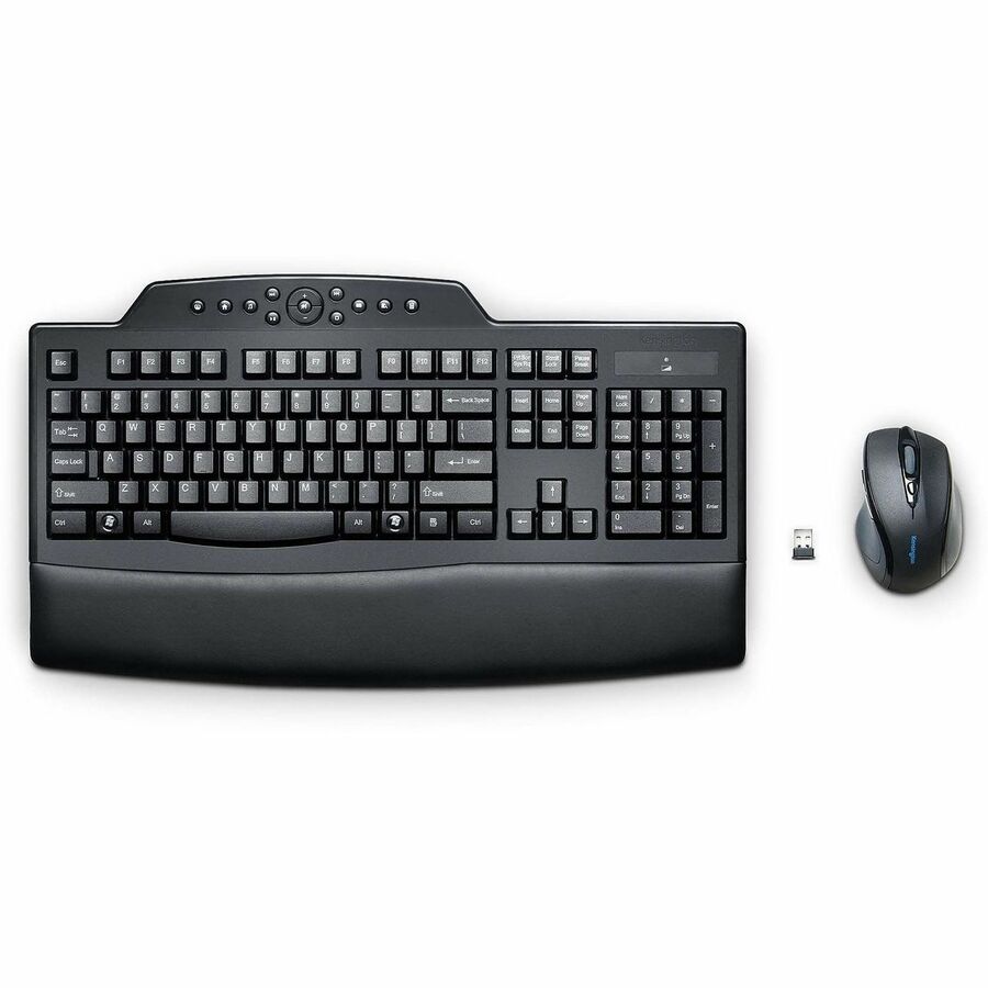 Kensington Pro Fit Wireless Desktop Set - USB Wireless RF 2.40 GHz Keyboard - Black - USB Wireless RF Mouse - Black - Right-handed for PC - 1 Each