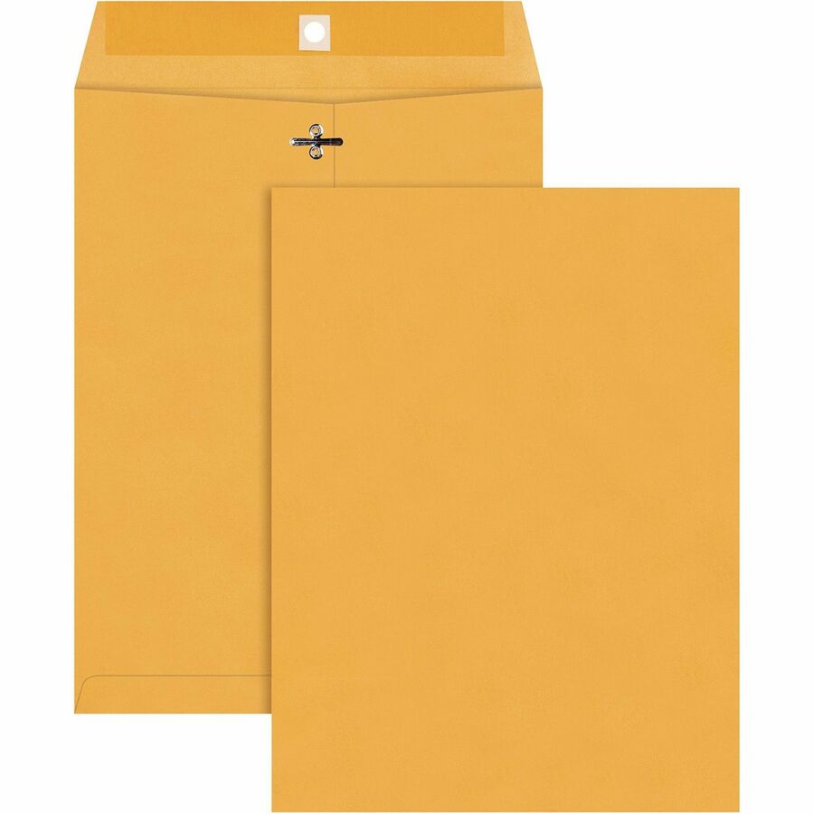 Quality Park 9 x 12 High Bulk Clasp Envelopes with Deeply Gummed Flaps - Clasp - 9" Width x 12" Length - Gummed - Brown Kraft - Kraft - 100 / Box
