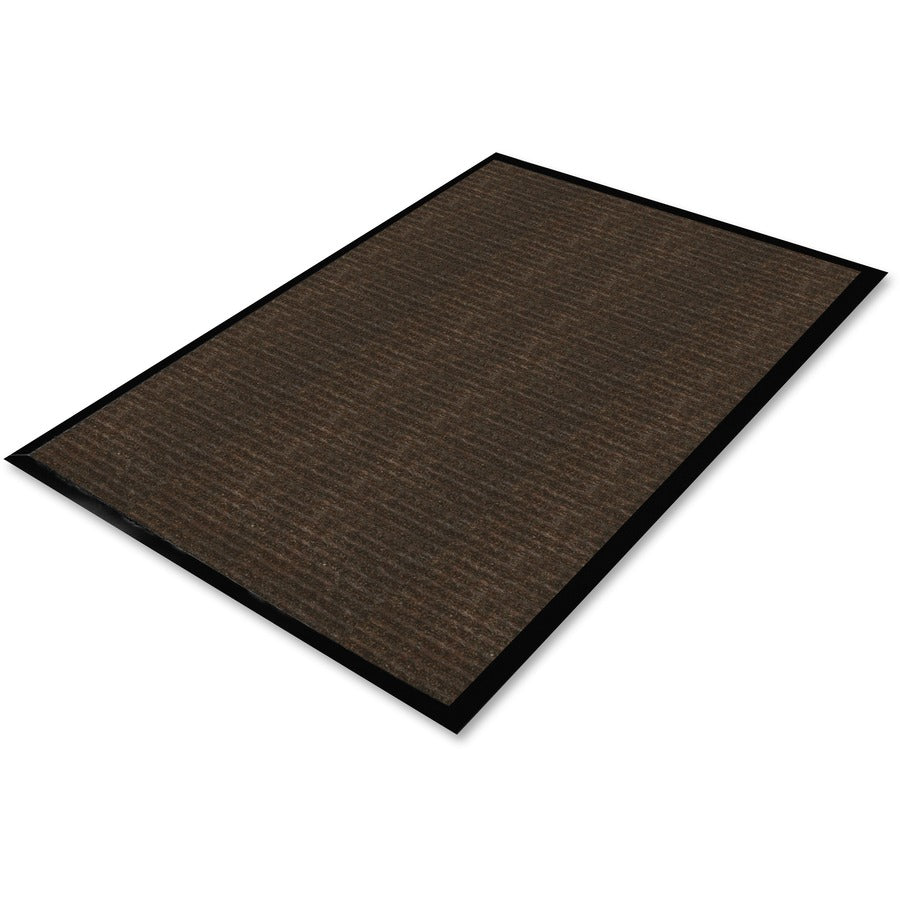 Genuine Joe Gold Dual-Rib Hard Surface Floor Mat - Hard Floor - 60" Length x 36" Width - Polypropylene, Vinyl - Chocolate - 1 Each