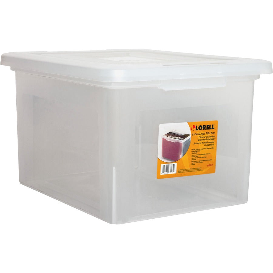 Lorell Stacking File Box - External Dimensions: 14.2" Width x 18" Depth x 10.8" Height - Media Size Supported: Letter, Legal - Interlocking Closure - Stackable - Plastic - Clear - For File - 1 Each