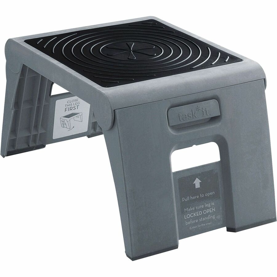 Cramer 1-Up™, Nonslip Folding Step Stool - 250 lb Load Capacity - 14" Width x 11.5" Depth x 9.5" Height - Gray