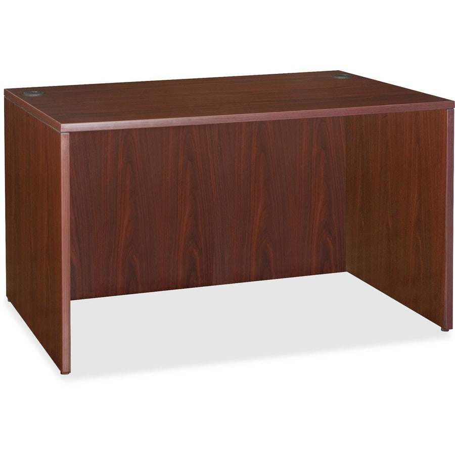 Lorell Essentials Series Rectangular Desk Shell - 29.5" Height x 47.3" Width x 29.5" Depth x 1" Thickness - Finish: Laminate, Mahogany - Grommet, Modesty Panel, Cord Management, Adjustable Feet - 1 Each