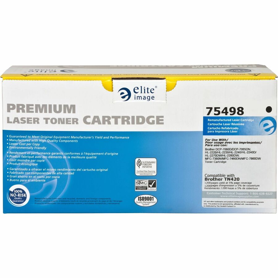 Elite Image Remanufactured Laser Toner Cartridge TN420 - Black - 1 Each - 1200 Pages