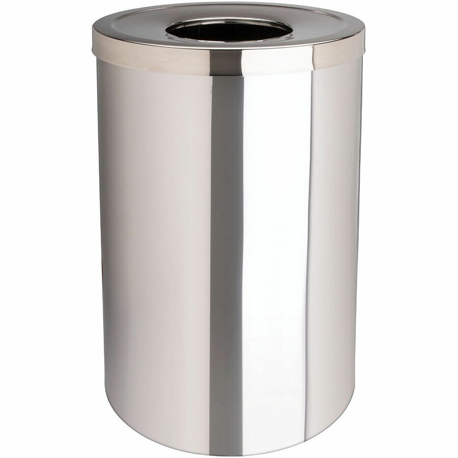 Genuine Joe 30 Gallon Stainless Steel Trash Receptacle - 30 gal Capacity - Durable, Heavy Duty - 31.5" Height x 20" Diameter - Stainless Steel - Silver - 1 Each