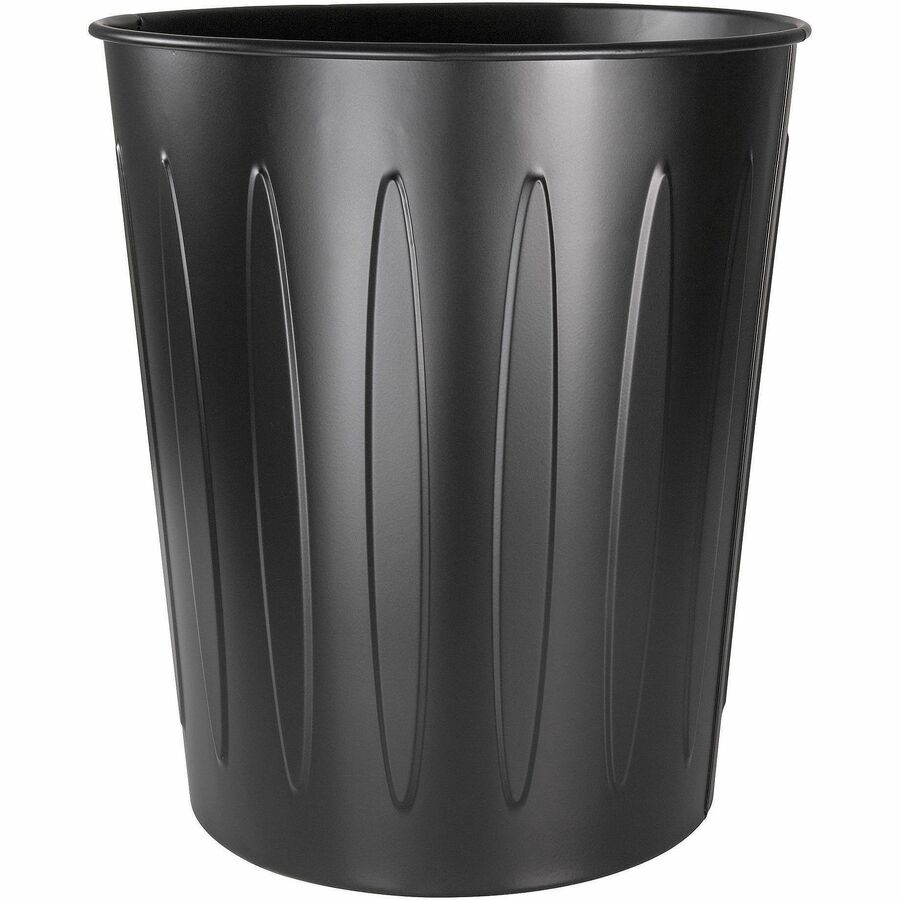 Genuine Joe 6-gallon Fire-safe Trash Can - 6 gal Capacity - Fire-Safe, Sturdy - 14" Height x 13" Diameter - Metal, Steel - Black - 1 Each