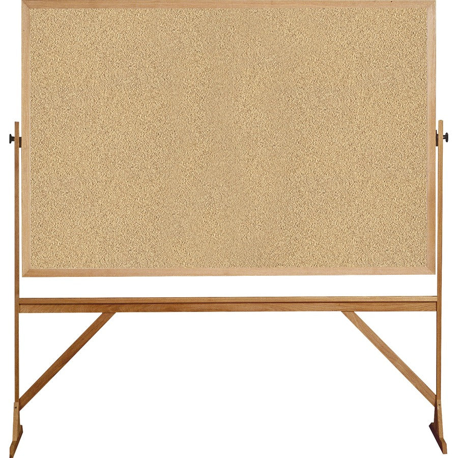 Ghent Reversible Cork Bulletin Board with Wood Frame - 72" (6 ft) Width x 48" (4 ft) Height - Natural Cork Surface - Wood Frame - Eraser Included - 1 Each