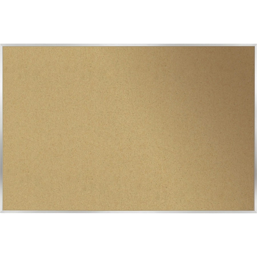 Ghent Natural Cork Bulletin Board with Aluminum Frame - 48" Board Height x 10 ft Board Width - Natural Cork, Fiberboard Surface - Self-healing, Laminated, Long Lasting, Rigid - Satin Aluminum Frame - 1 Each - TAA Compliant