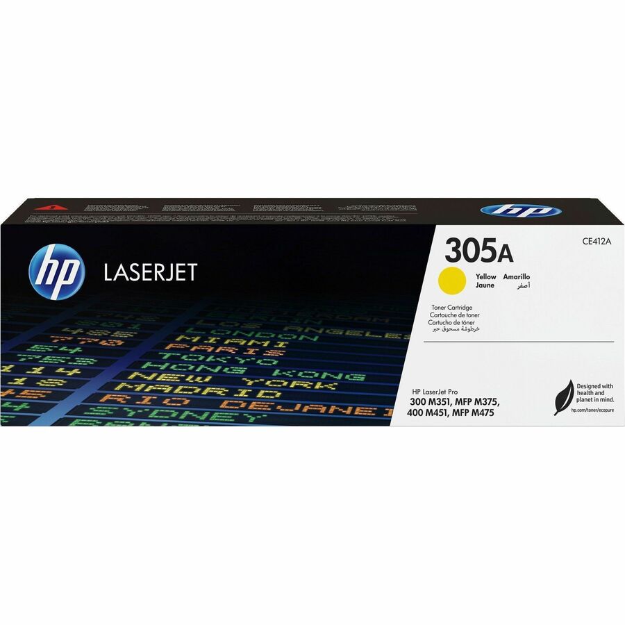 HP 305A (CE412A) Original Standard Yield Laser Toner Cartridge - Single Pack - Yellow - 1 Each - 2600 Pages