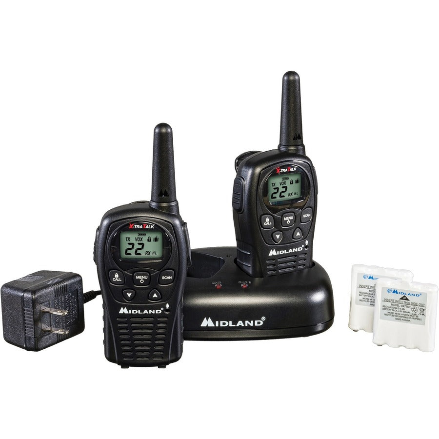 Midland LXT500VP3 Two-way Radio - 22 Radio Channels - 22 GMRS/FRS - Upto 126720 ft - Auto Squelch, Keypad Lock, Silent Operation - Water Resistant - Black - 1 Each