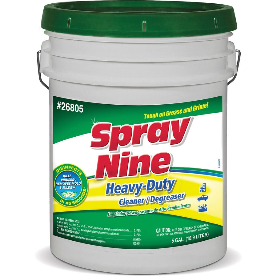 Spray Nine Heavy-Duty Cleaner/Degreaser + Disinfectant - For Multipurpose - 640 fl oz (20 quart) - Mild Scent - Recommended For: Grease Remover, Stain Remover, Oil Remover, Dirt Remover, Food Remover, Finger Mark Remover, Wax Remover, Tar Remover, Smok...