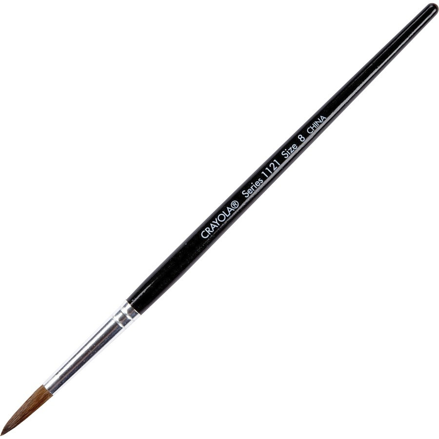 Crayola Size 8 Watercolor Paint Brush - No. 8 - Wood Polished Black Handle - Aluminum Ferrule - 12 / Dozen
