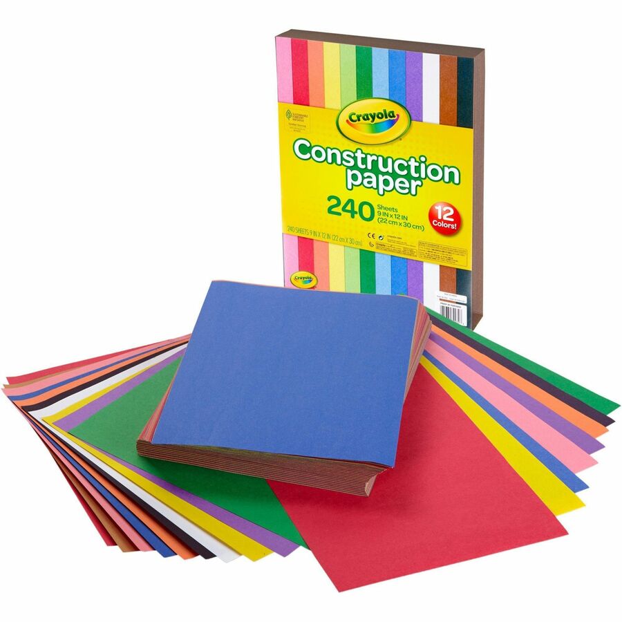 Crayola Construction Paper - Craft Project, School Project, Art - 1.60" Height x 9" Width x 12" Length - Assorted - 1 Pack