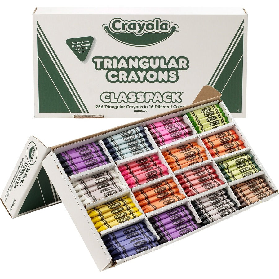 Crayola Triangular Anti-roll Crayons - Black, Blue, Blue Violet, Brown, Carnation Pink, Green, Orange, Red, Red Orange, Red Violet, Violet, ... - 1 Box