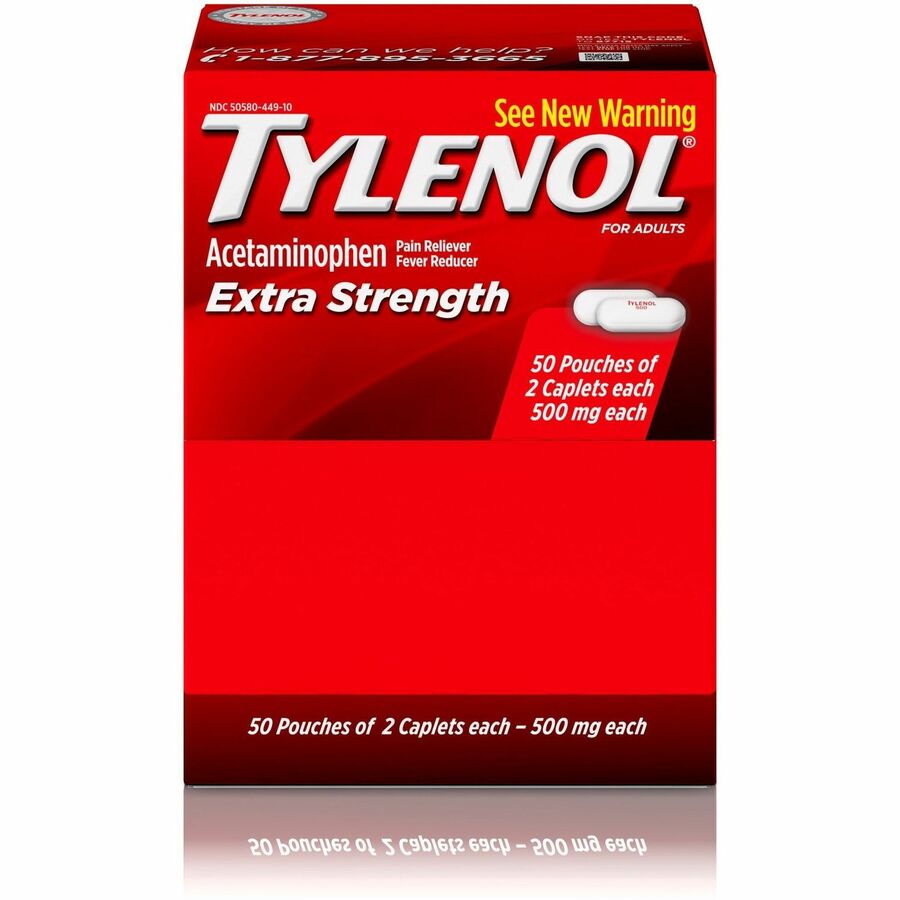 Tylenol Extra Strength Caplets - For Headache, Fever, Muscular Pain, Backache, Arthritis, Common Cold, Toothache, Premenstrual Cramp, Menstrual Cramp - 2/Pack - 1 Box