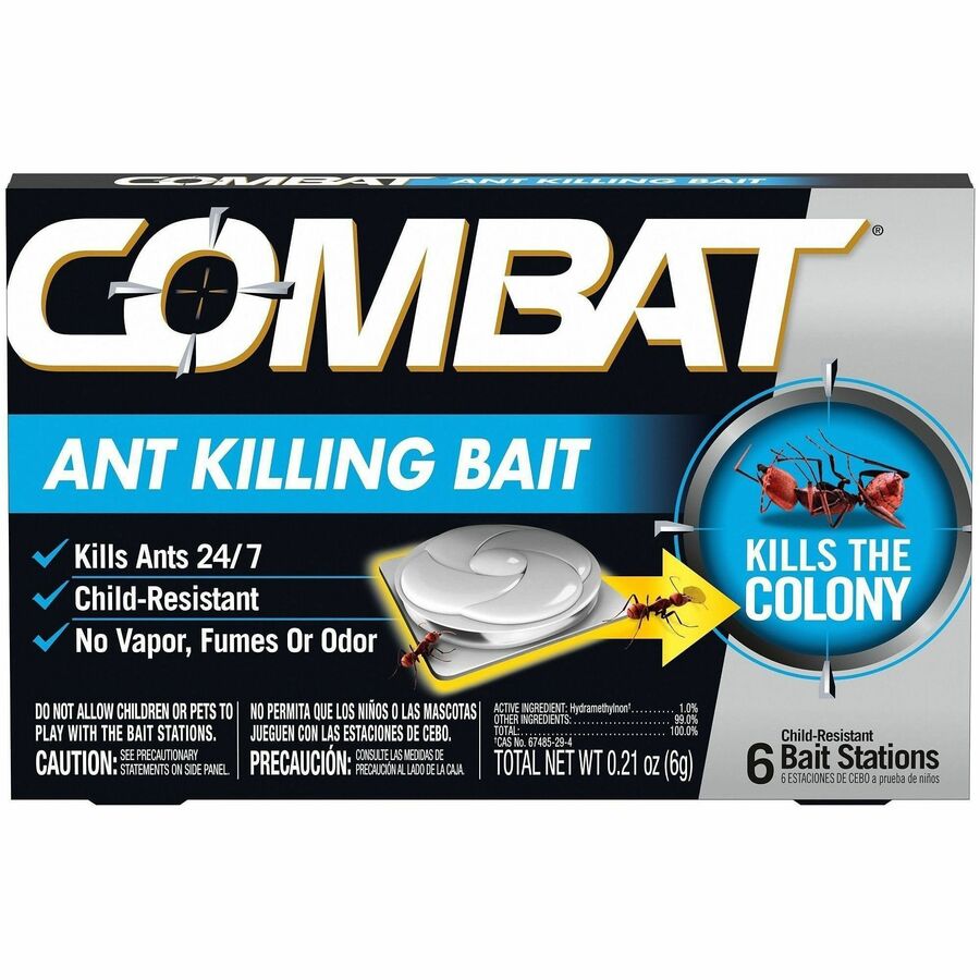 Combat Bait Stations Ant Killer - Kills Ants - 0.21 oz - Black, Silver - 6 / Box