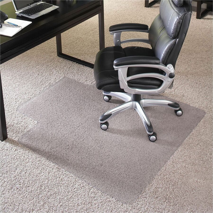 ES ROBBINS High-Pile Carpet Chair Mat - Pile Carpet, High Pile Carpet - 53" Length x 45" Width - Lip Size 12" Length x 25" Width - Rectangular - Vinyl - Clear - 1 Each