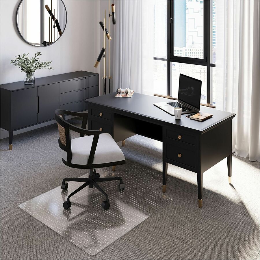 ES ROBBINS EverLife Chair Mat with Lip - Pile Carpet - 53" Length x 45" Width x 0.100" Thickness - Lip Size 12" Length x 25" Width - Vinyl - Clear - 1 Each