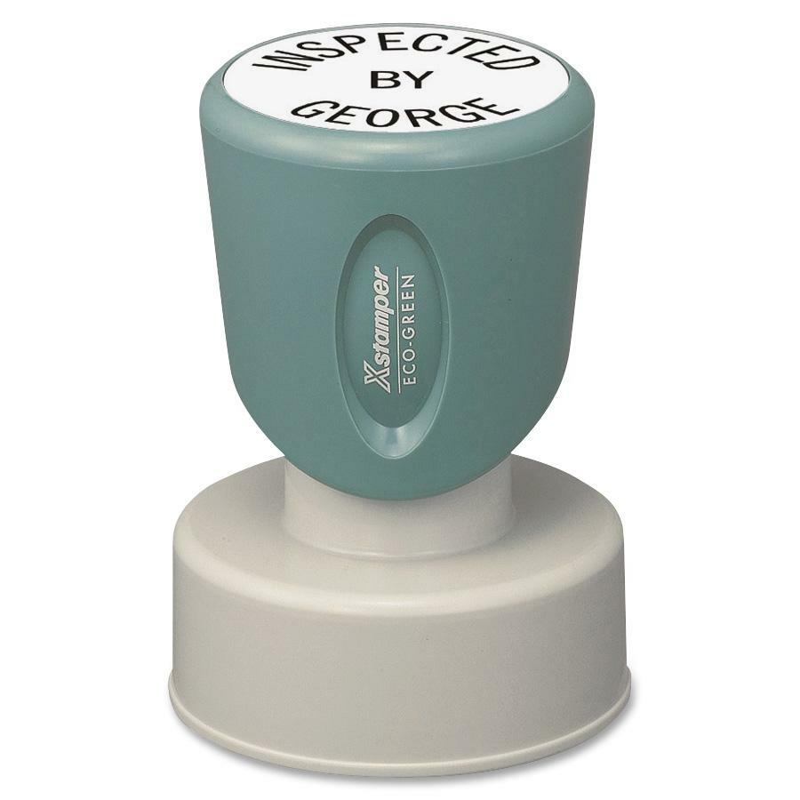 Xstamper Custom Round Pre-inked Stamp - Custom Message Stamp - 1.19" Impression Diameter - 50000 Impression(s) - Green, Gray - Plastic - 1 Each