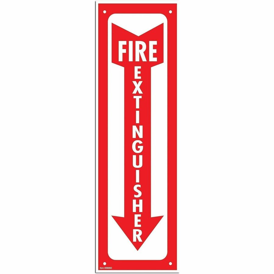 COSCO Fire Extinguisher Sign - Glow in The Dark Design - Print/Message "Fire Extinguisher" - 4" Width x 13" Height - Rectangular Shape - Tear Resistant, Durable - Plastic - 1 Each