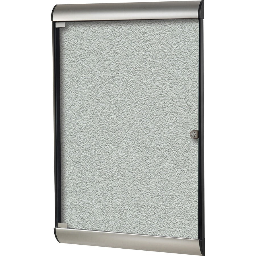 Ghent Silhouette Enclosed with 193 Silver Vinyl Tackboard - 42.13" Board Height x 27.75" Board Width - Silver Vinyl Surface - Aluminum Frame - 1 Each
