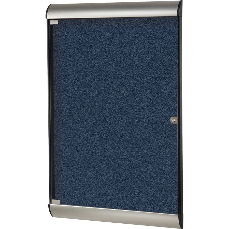 Ghent Silhouette Enclosed with 195 Navy Vinyl Tackboard - 42.13" Board Height x 27.75" Board Width - Navy Vinyl Surface - Aluminum Frame - 1 Each