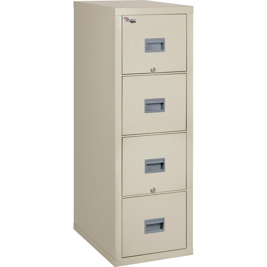 FireKing Patriot Series 4-Drawer Vertical Fire Files - 20.8" Width x 31.6" Depth x 52.8" Height - 4 x Drawer(s) for File - Legal - Vertical - Fire Proof, Impact Resistant, Locking Drawer, Scratch Resistant, Recessed Handle, Ball Bearing Slide - Parchme...